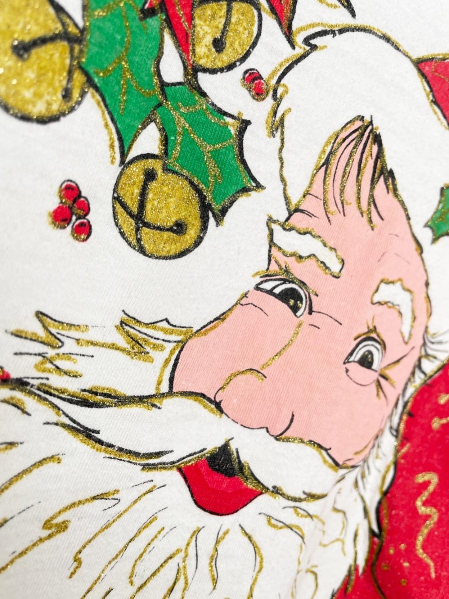 vintage glitter santa graphic tee - good market thrift store