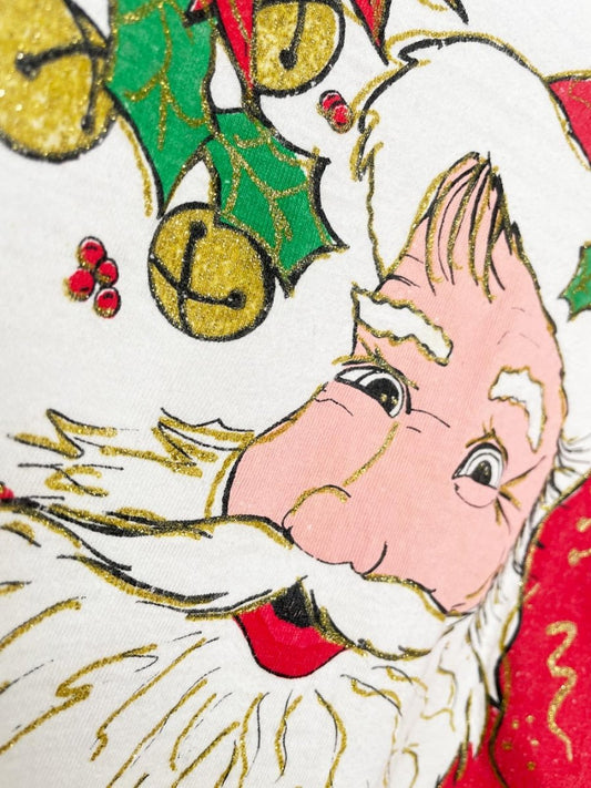 vintage glitter santa graphic tee - good market thrift store