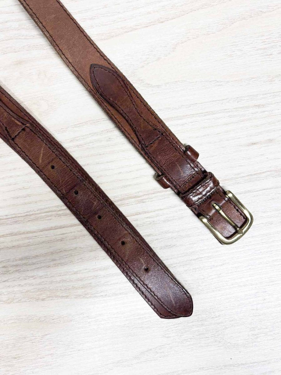 vintage gold clasp double layer leather belt - good market thrift store