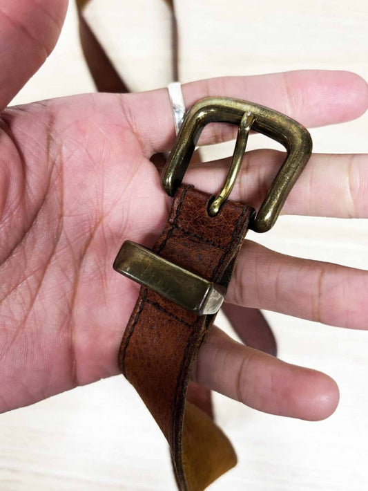 vintage gold clasp tapered leather belt - good market thrift store
