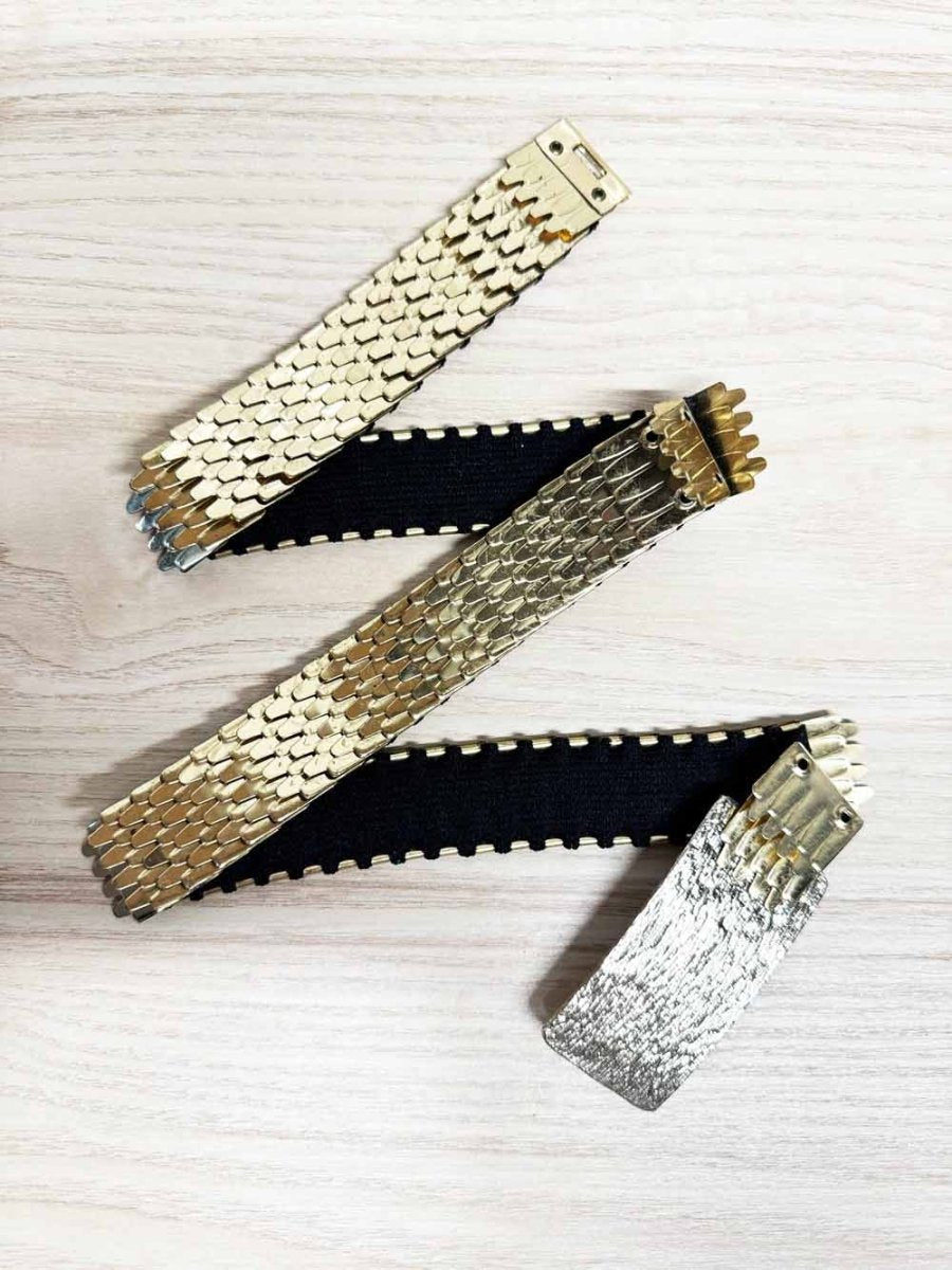 vintage gold 'snake' stretch dress belt - good market thrift store