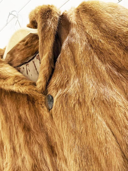 vintage golden mink fur short jacket - good market thrift store
