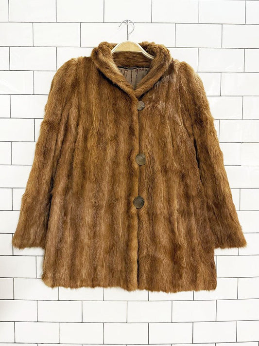 vintage golden mink fur short jacket - good market thrift store