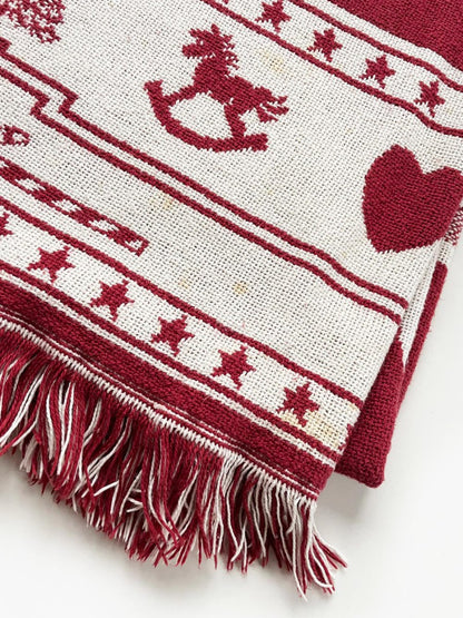 vintage goodwin weavers santas sleigh + reindeer throw blanket | made in USA - good market thrift store