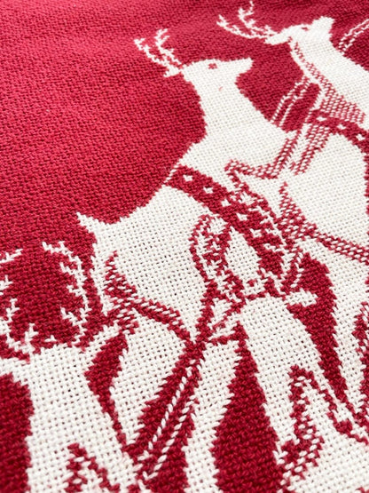 vintage goodwin weavers santas sleigh + reindeer throw blanket | made in USA - good market thrift store