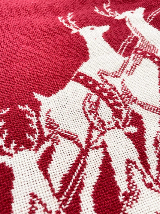 vintage goodwin weavers santas sleigh + reindeer throw blanket | made in USA - good market thrift store