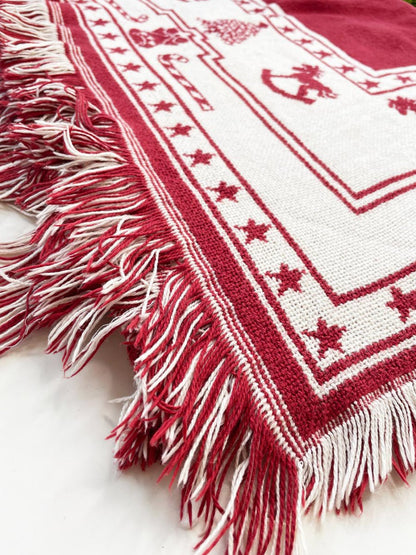 vintage goodwin weavers santas sleigh + reindeer throw blanket | made in USA - good market thrift store