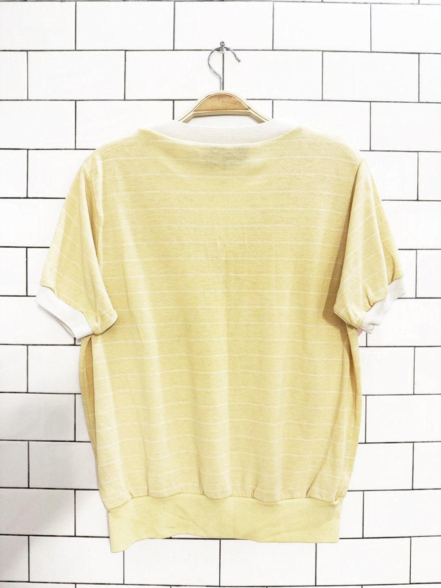 vintage goola gong retro striped v - neck ringer tee - good market thrift store