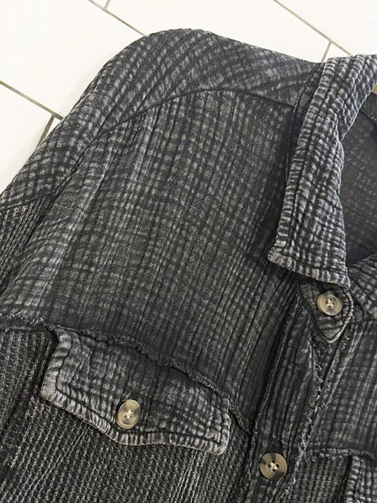 vintage grace lace boho cotton waffle gauze distressed shirt - good market thrift store