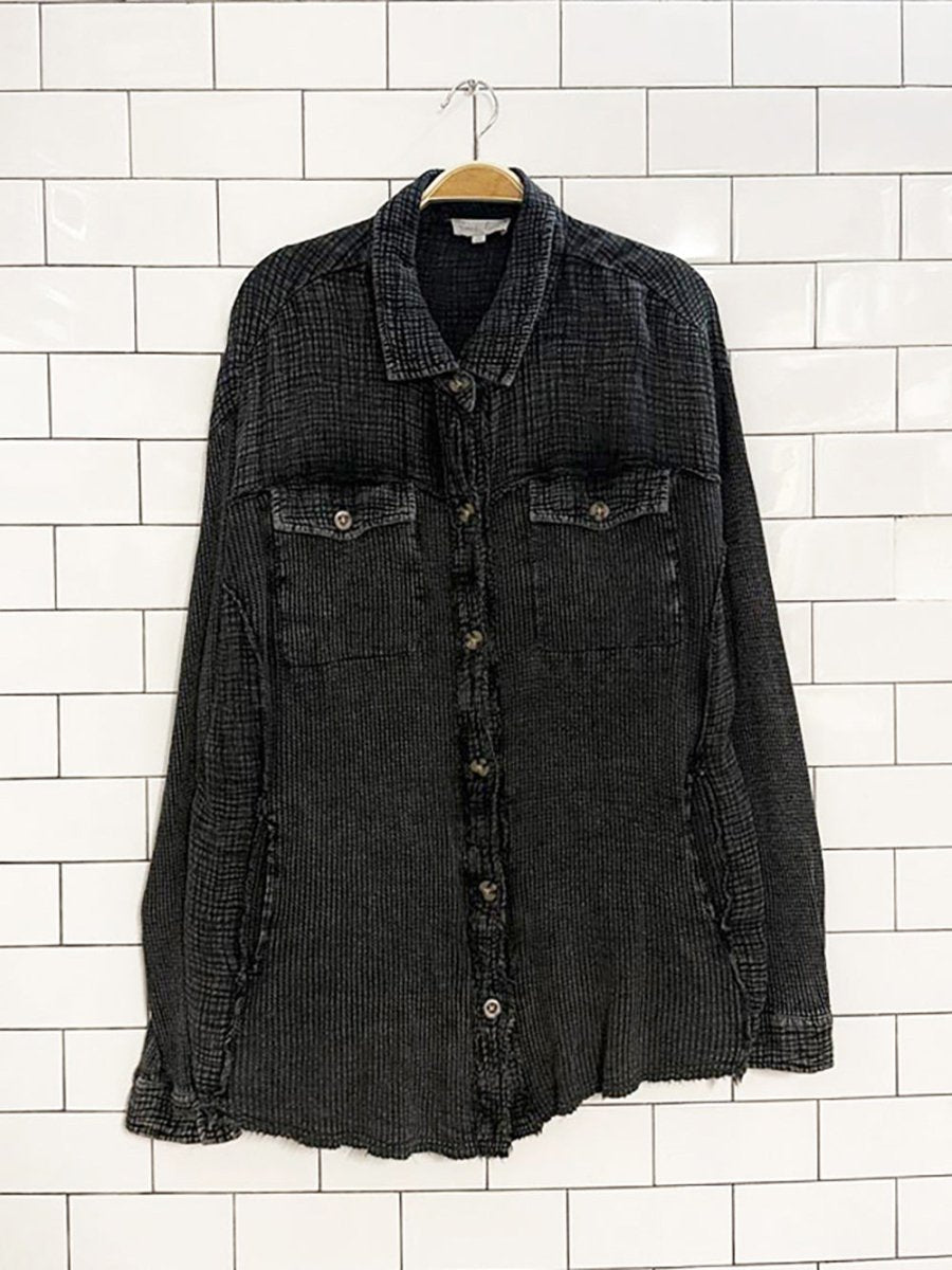 vintage grace lace boho cotton waffle gauze distressed shirt - good market thrift store