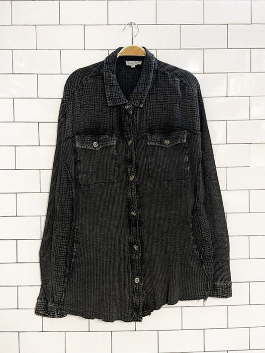 vintage grace lace boho cotton waffle gauze distressed shirt - good market thrift store