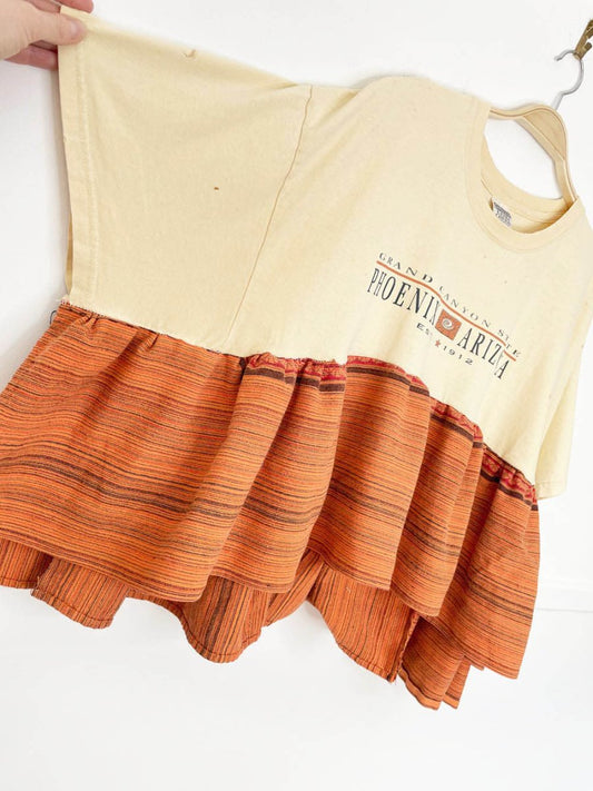 vintage grand canyon boho boxy cropped woven top | rework - good market thrift store
