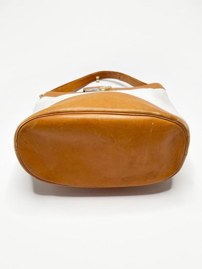 vintage gucci leather two - tone bucket bag | gold - tone hardware - good market thrift store