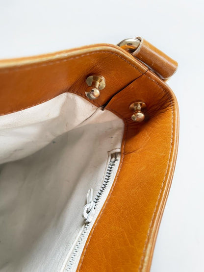 vintage gucci leather two - tone bucket bag | gold - tone hardware - good market thrift store