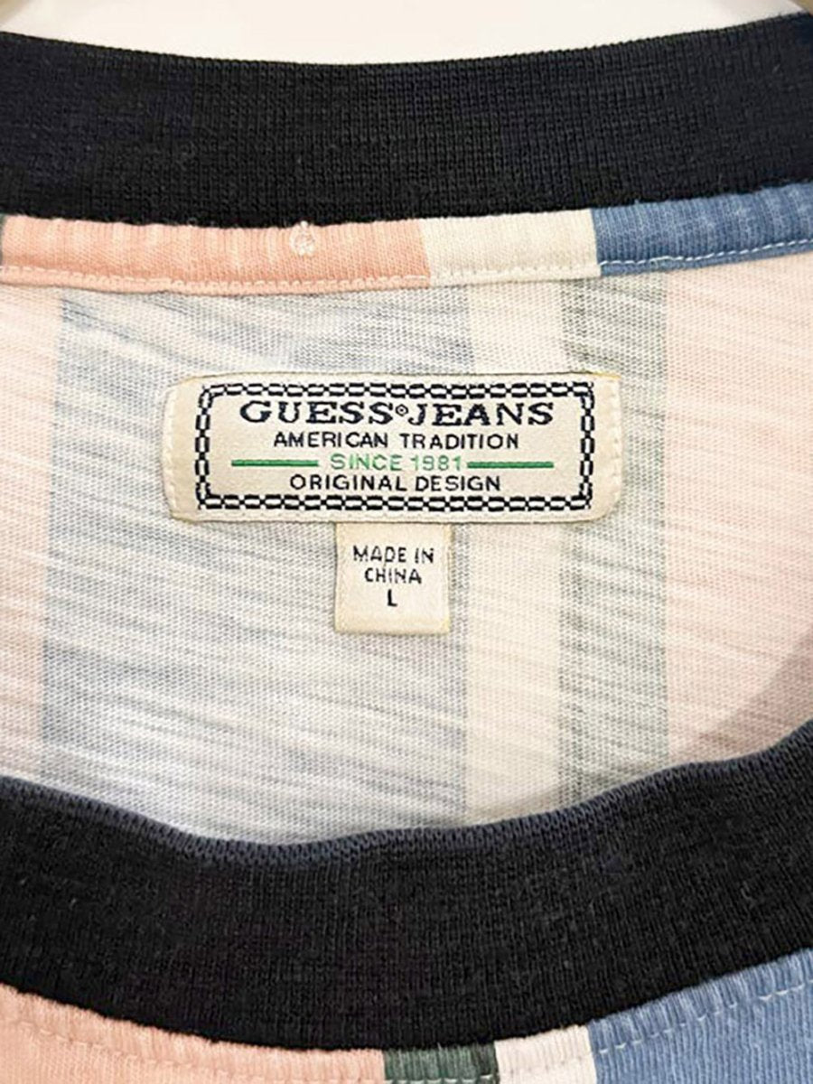 vintage guess embroidered striped flag tee - good market thrift store