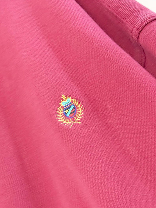 vintage half button embroidered crest collared sweatshirt - good market thrift store
