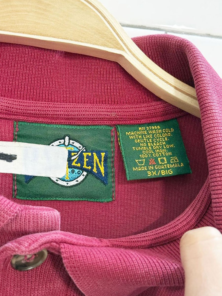 vintage half button embroidered crest collared sweatshirt - good market thrift store