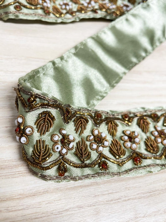 vintage hand - beaded satin tie belt - good market thrift store