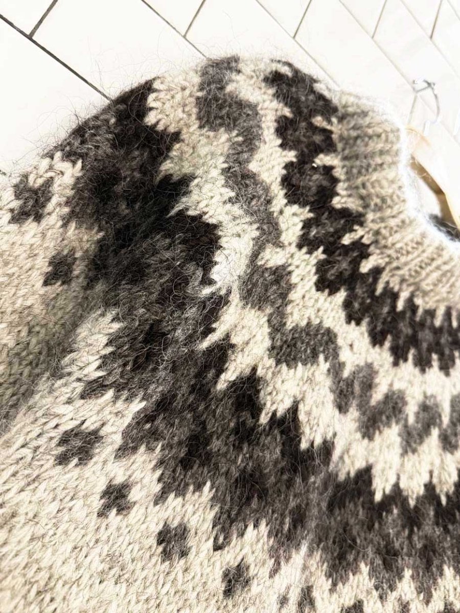 vintage hand - knit wool fair isle chunky sweater - good market thrift store