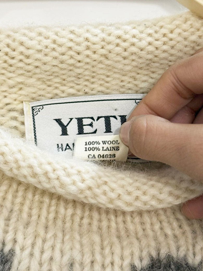 vintage hand - knit yeti 100% wool fair isle sweater - good market thrift store