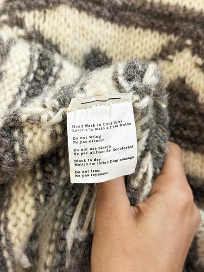 vintage hand - knit yeti 100% wool fair isle sweater - good market thrift store