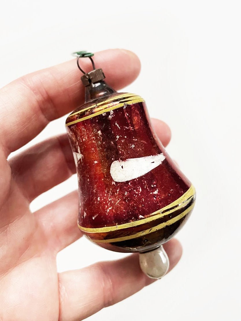 vintage hand - painted bell glass ornament - good market thrift store