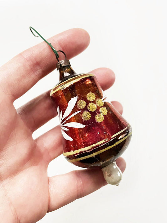 vintage hand - painted bell glass ornament - good market thrift store