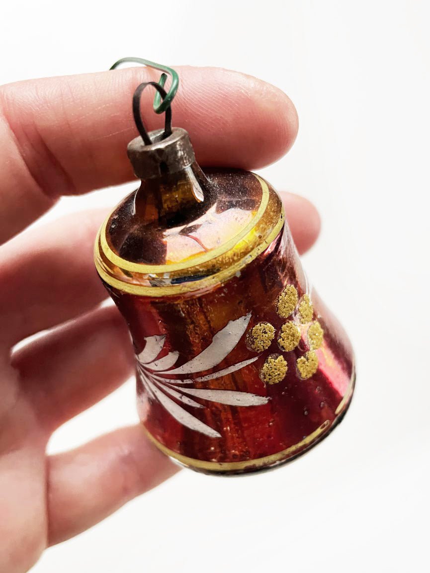 vintage hand - painted bell glass ornament - good market thrift store
