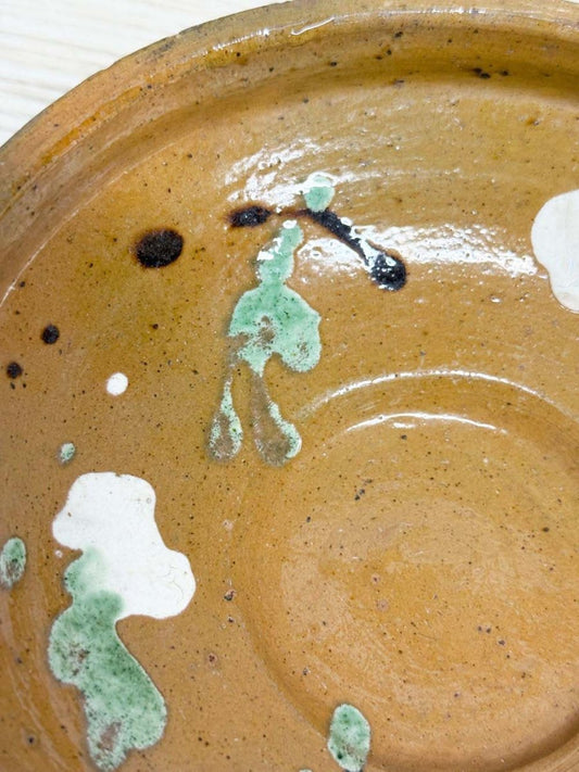 vintage hand - painted decorative pottery bowl - good market thrift store