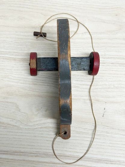 vintage hand - painted wood elephant pull toy - good market thrift store