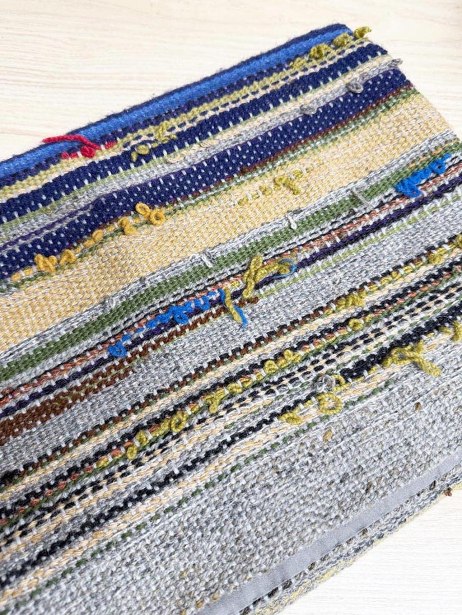 vintage hand - woven mountain scene rug | wall hanging - good market thrift store