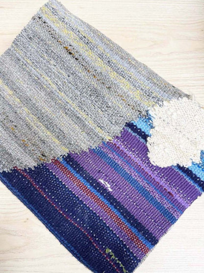 vintage hand - woven mountain scene rug | wall hanging - good market thrift store