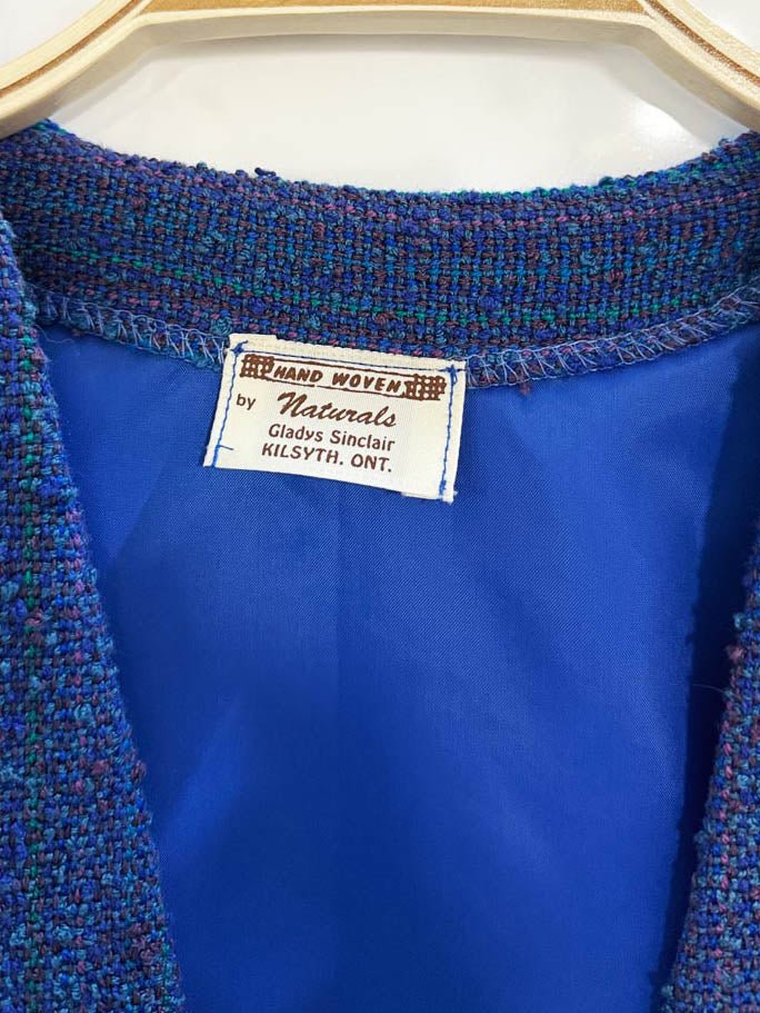 vintage hand woven naturals tweed knit blazer jacket - good market thrift store