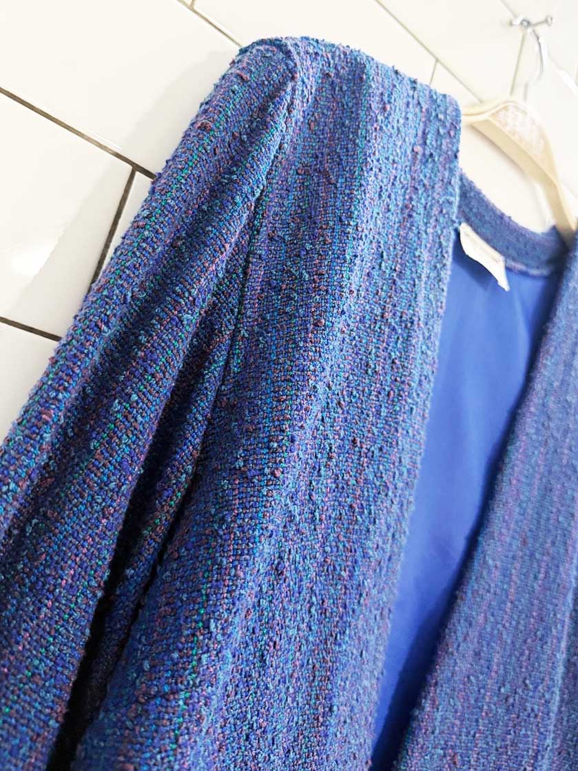 vintage hand woven naturals tweed knit blazer jacket - good market thrift store