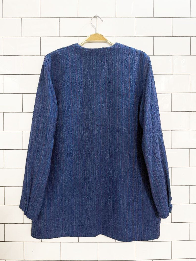 vintage hand woven naturals tweed knit blazer jacket - good market thrift store