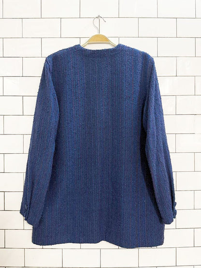 vintage hand woven naturals tweed knit blazer jacket - good market thrift store