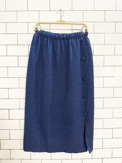 vintage hand woven naturals tweed midi skirt - good market thrift store
