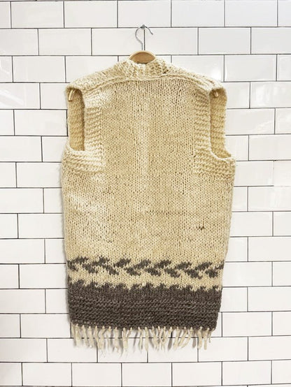 vintage handknit wool - mohair chowichan sweater vest - good market thrift store