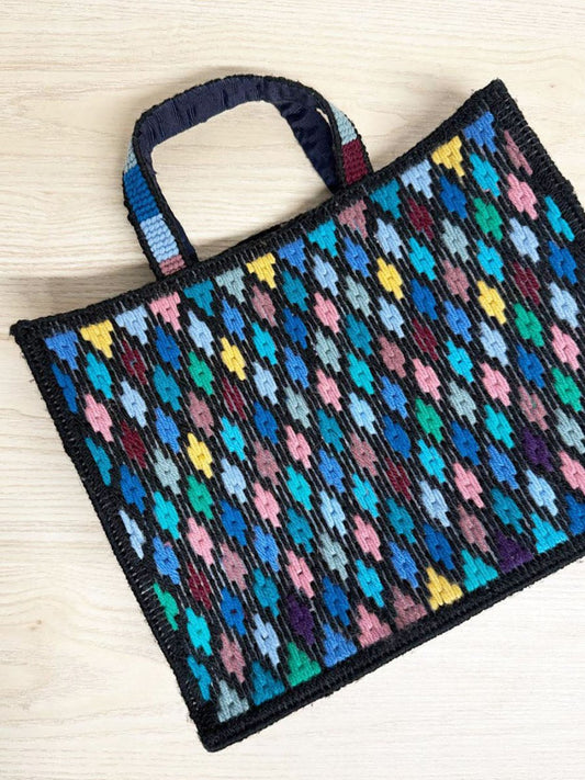 vintage handmade argyle structured tote bag - good market thrift store