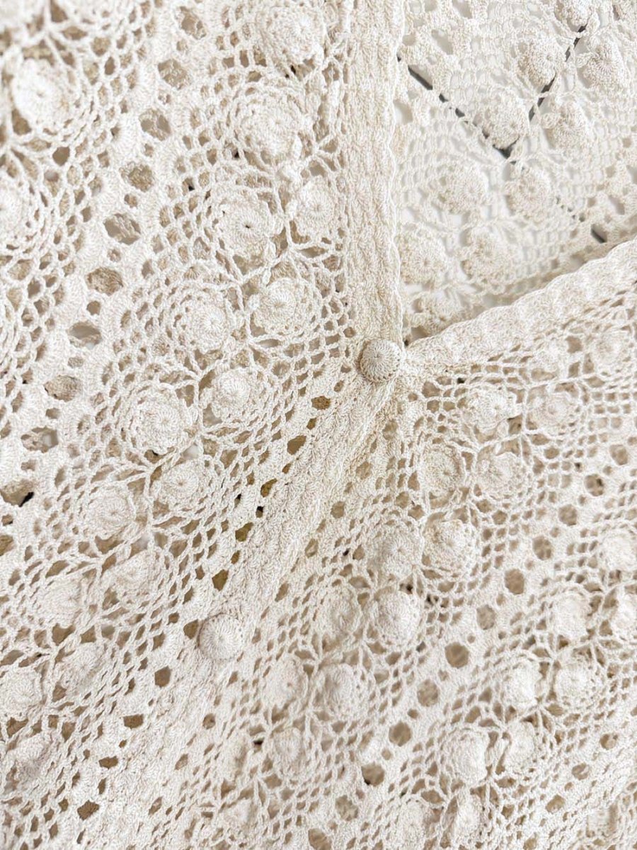 vintage handmade crochet full button cardigan - good market thrift store
