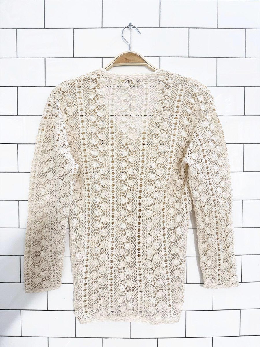 vintage handmade crochet full button cardigan - good market thrift store