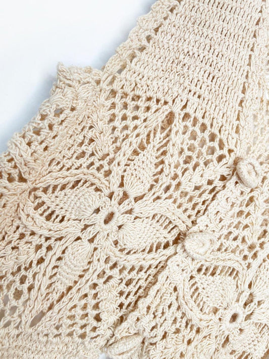 vintage handmade crochet knit tie - front vest top - good market thrift store