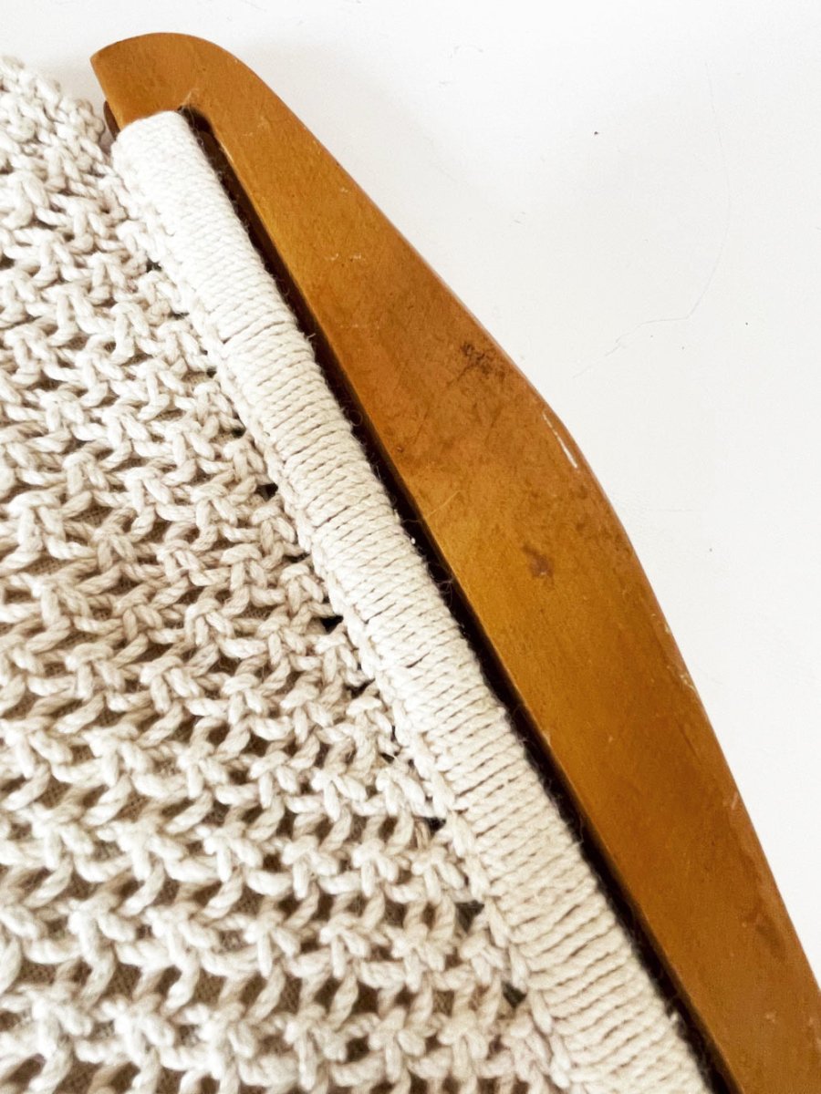 vintage handmade crochet knit wood handle clutch - good market thrift store