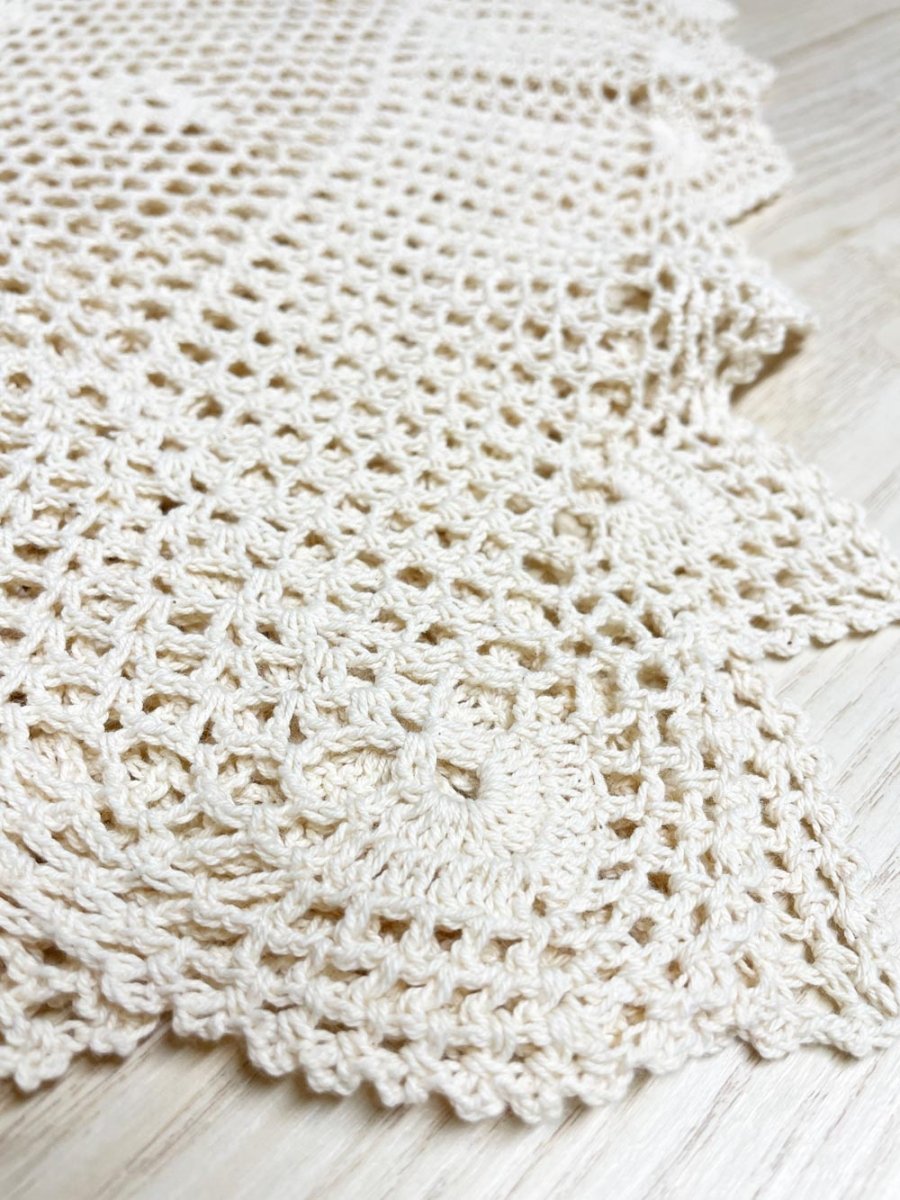vintage handmade crochet lace table cloth - good market thrift store