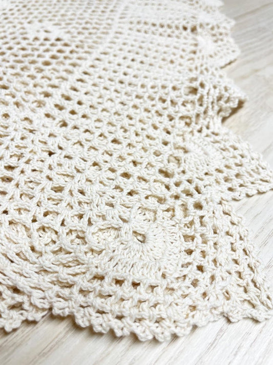 vintage handmade crochet lace table cloth - good market thrift store
