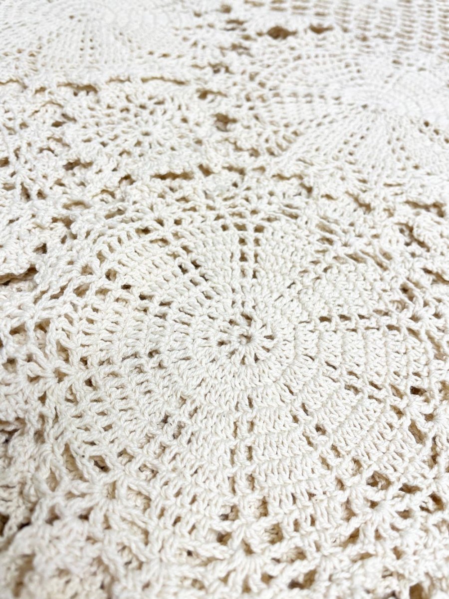 vintage handmade crochet lace table cloth - good market thrift store