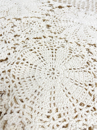 vintage handmade crochet lace table cloth - good market thrift store