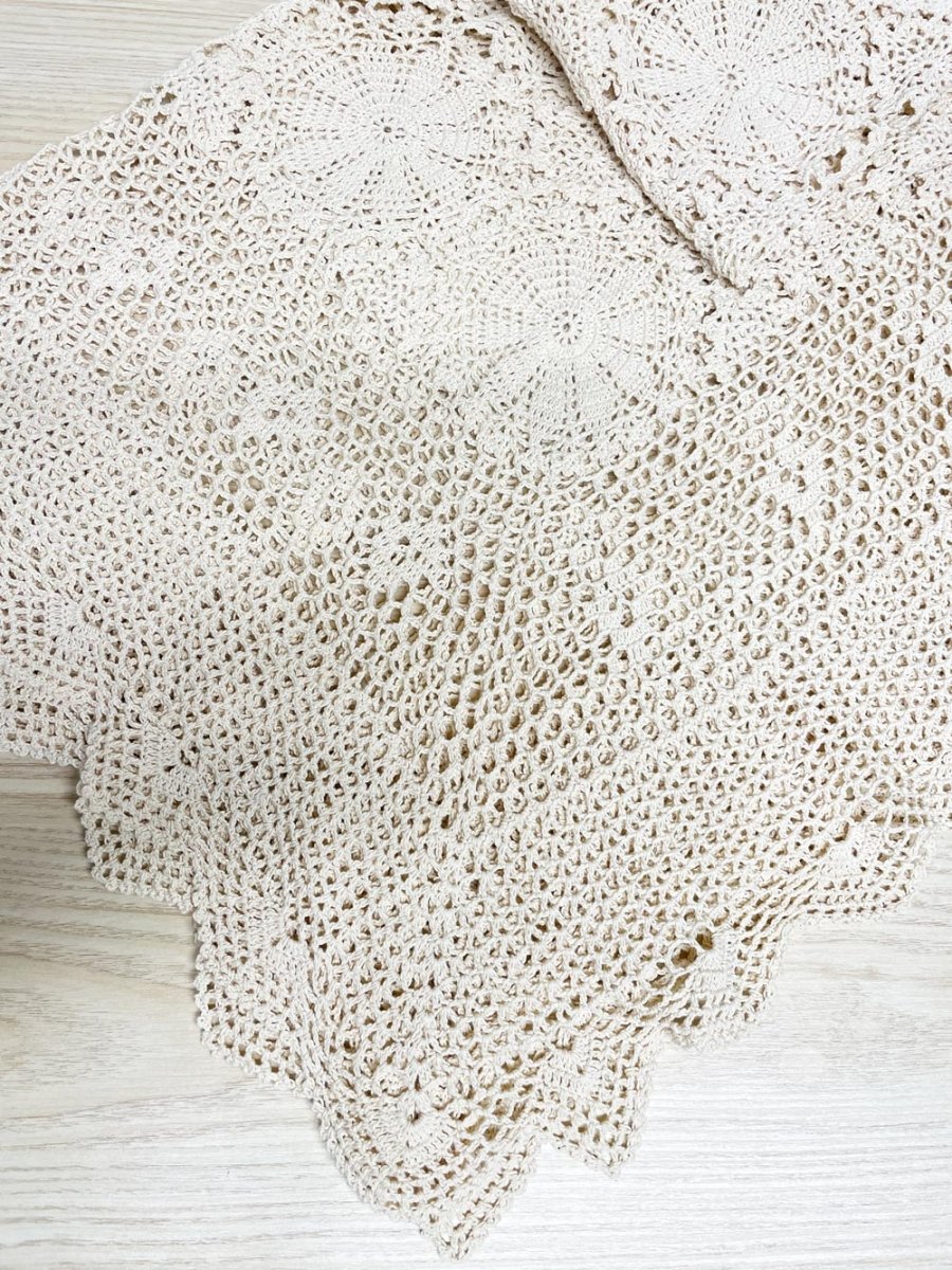 vintage handmade crochet lace table cloth - good market thrift store