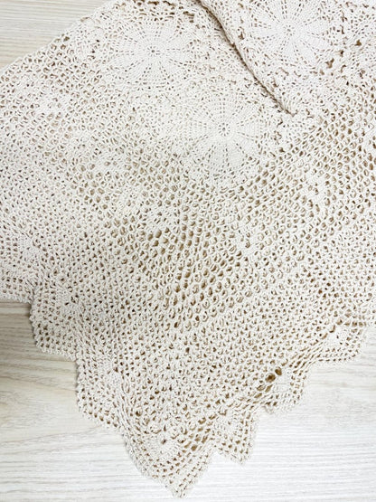 vintage handmade crochet lace table cloth - good market thrift store