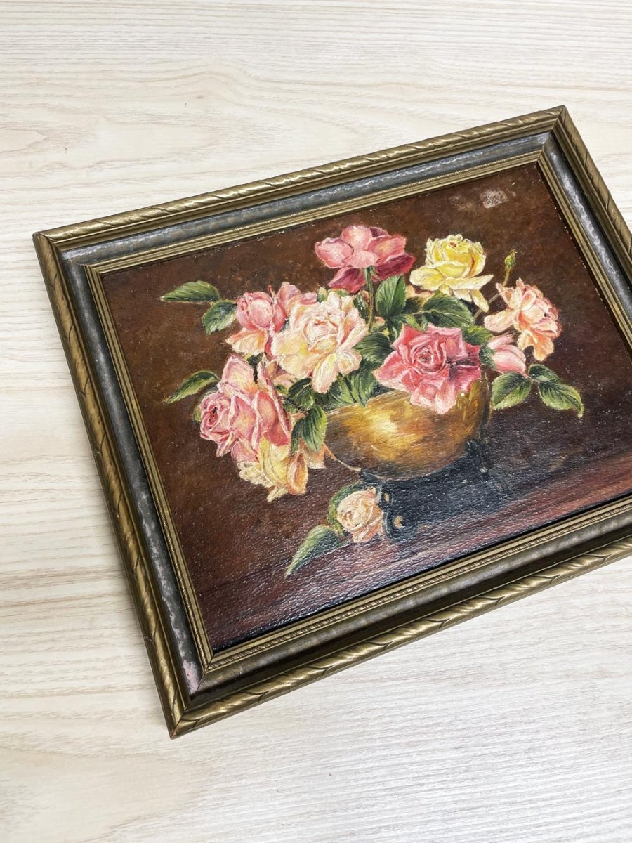 vintage handmade flower vase panting | ivy errey - good market thrift store